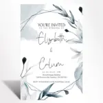 Blue Watercolor Botanical Wedding Invitation
