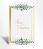 Royal Blue Floral Frame Wedding Invitation - Image 4