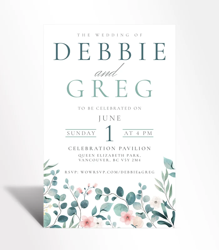 881 Eucalyptus Bloom Wedding Invitation - Image 1