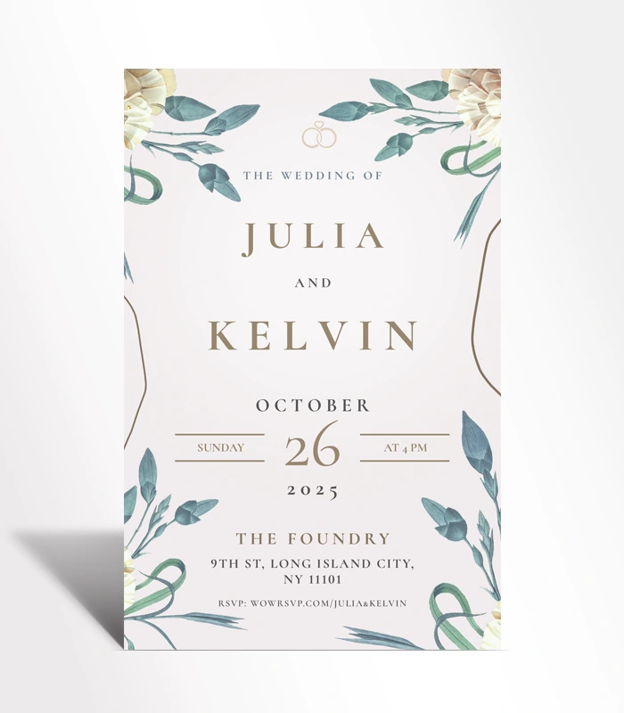 888 Sage Botanical Classic Wedding Invitation - Image 1
