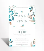 Azure Leaves Save the Date Invitation