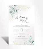 Eucalyptus Gold Minimal Wedding Invitation
