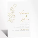 Golden Line Art Wedding Invitation