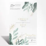 Sage Leaf Minimal Wedding Invitation