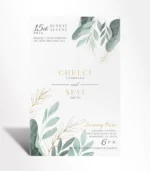 Sage Leaf Minimal Wedding Invitation