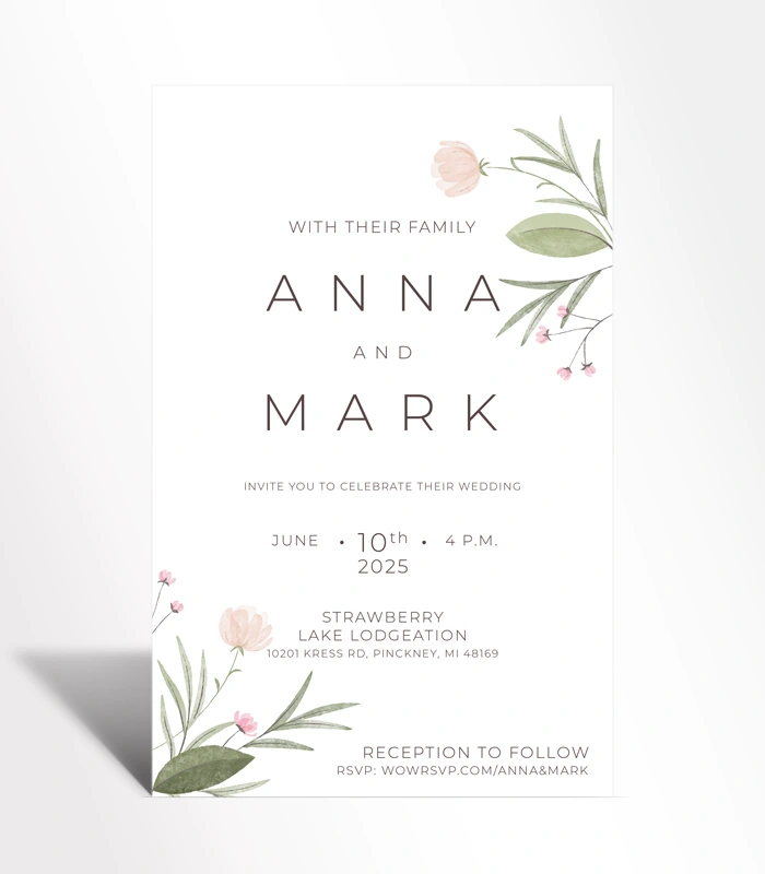 904 Soft Blossom Minimal Wedding Invitation - Image 1