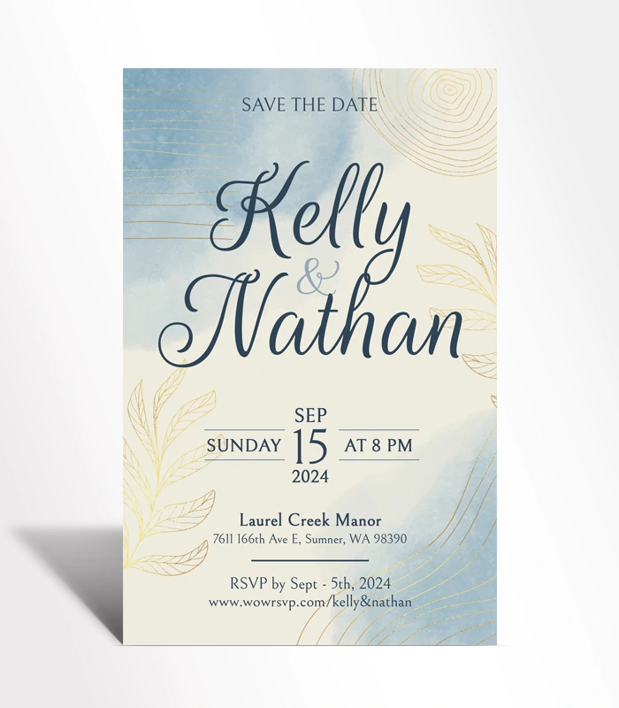 907 Blue Watercolor Luxe Save the Date - Image 1