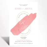 Blush Brushstroke Monogram Wedding Invitation