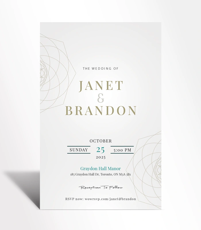 910 Modern Gold Line Wedding Invitation - Image 1