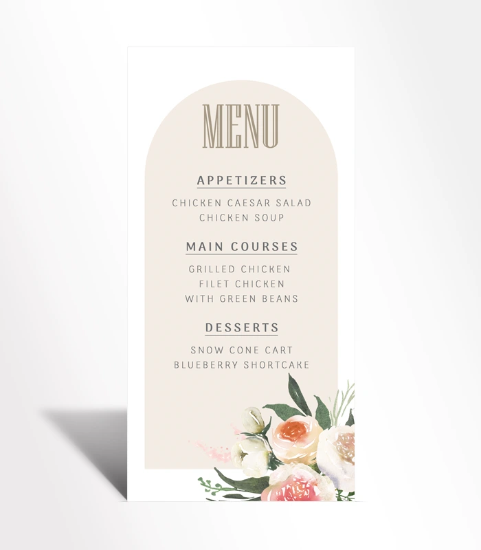 10 Archway Bloom Menu Card - Image 1