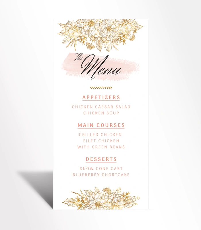 11 Golden Blossom Menu Card - Image 1