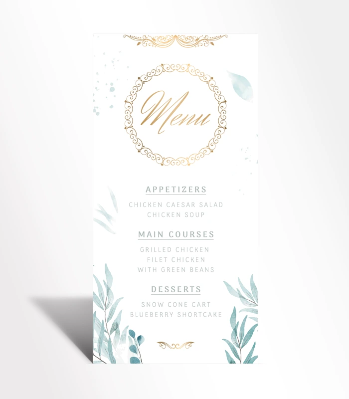 12 Royal-Crest Botanical Menu Card - Image 1