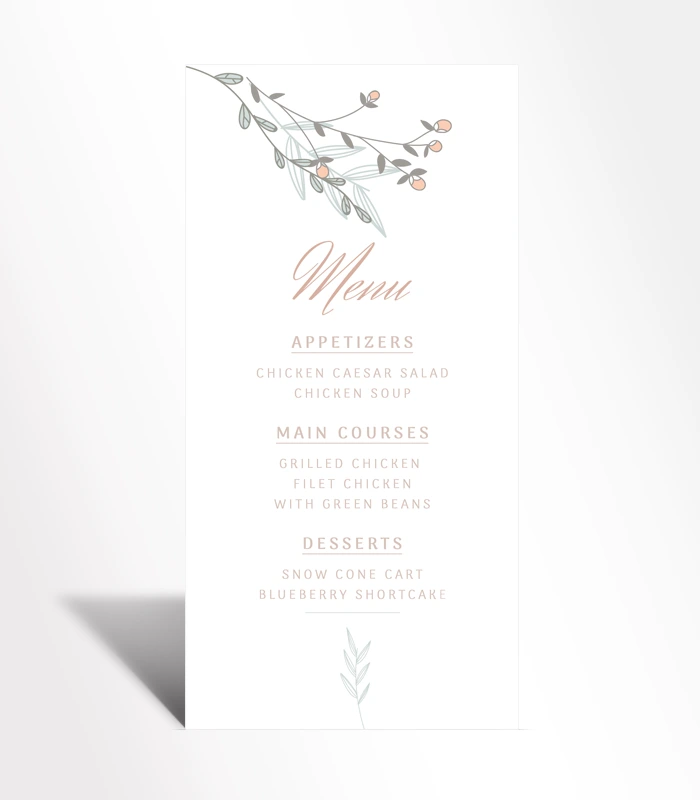 14 Whispering Branches Menu Card - Image 1