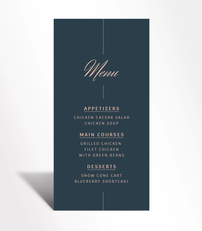 15 Midnight Elegance Menu Card - Image 1