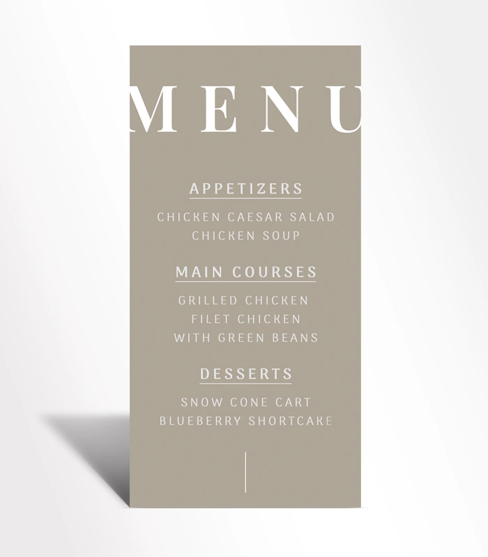 16 Modern Monogram Menu Card - Image 1