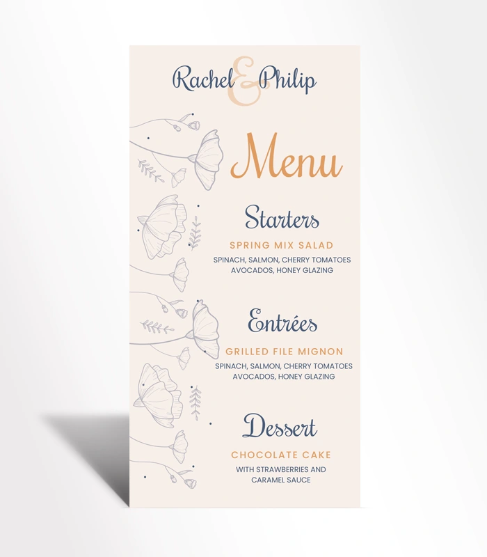 18 Vintage Blossom Menu Card - Image 1