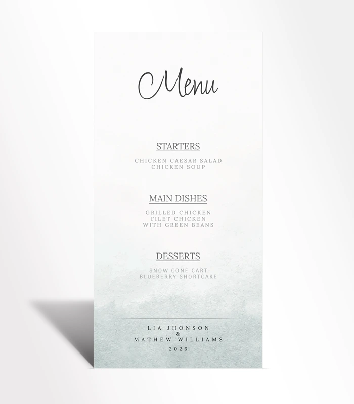 20 Coastal Mist Menu Card - Image 1