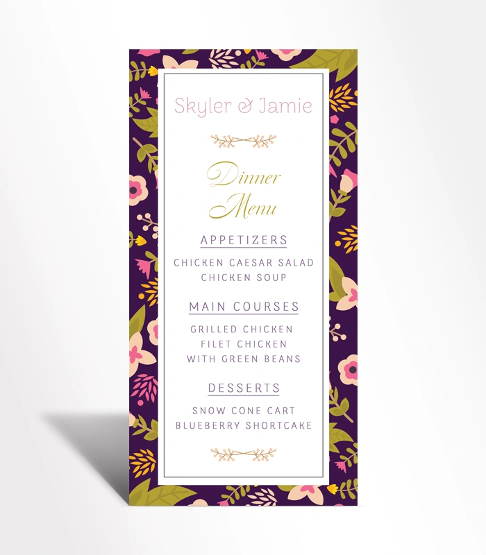7 Midnight Bloom Menu Card - Image 1
