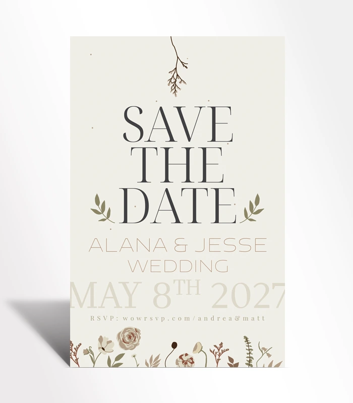 710 Rustic Wildflower Save the Date Card - Image 1