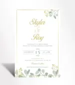 Eucalyptus Gold Wedding Invitation