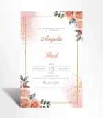 Blush Rose Gold Wedding Invitation