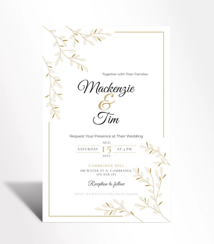 924 Golden Willow Wedding Invitation - Image 1