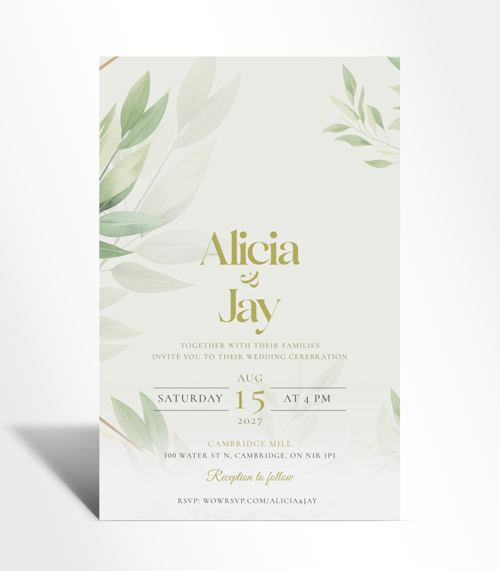 926 Olive Whisper Wedding Invitation - Image 1