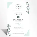 Mint Green Floral Wedding Invitation