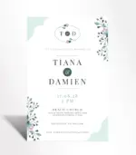 Mint Green Floral Wedding Invitation