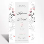 Coral and Grey Floral Wedding Invitation