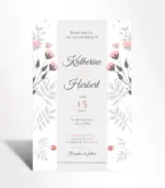 Coral and Grey Floral Wedding Invitation