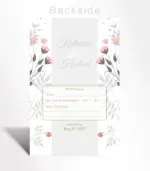 Coral and Grey Floral Wedding Invitation - Image 3
