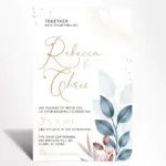 Blue and Blush Floral Wedding Invitation