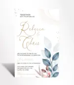 Blue and Blush Floral Wedding Invitation