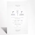 Minimalist Black and White Rose Wedding Invitation