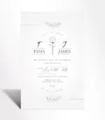 Minimalist Black and White Rose Wedding Invitation