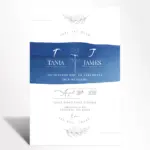 Blue Watercolor Rose Wedding Invitation